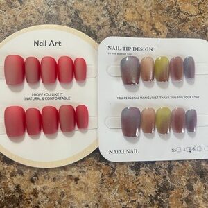 2 pk Bundle Nail Art Sets handmade Nails Sz Small press on Re wearable NEW